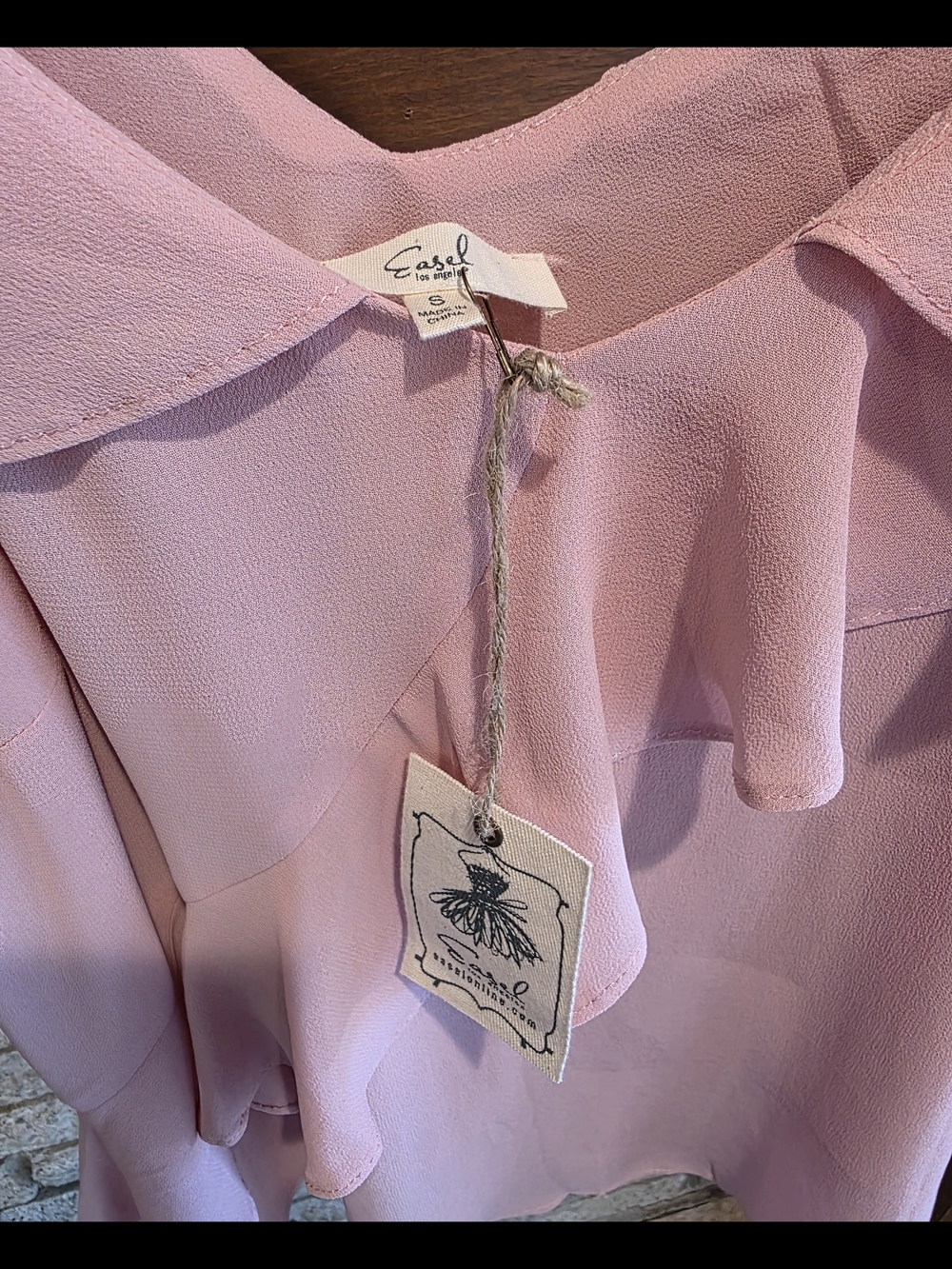easel Pink Ruffle Top - Picture 5 of 6